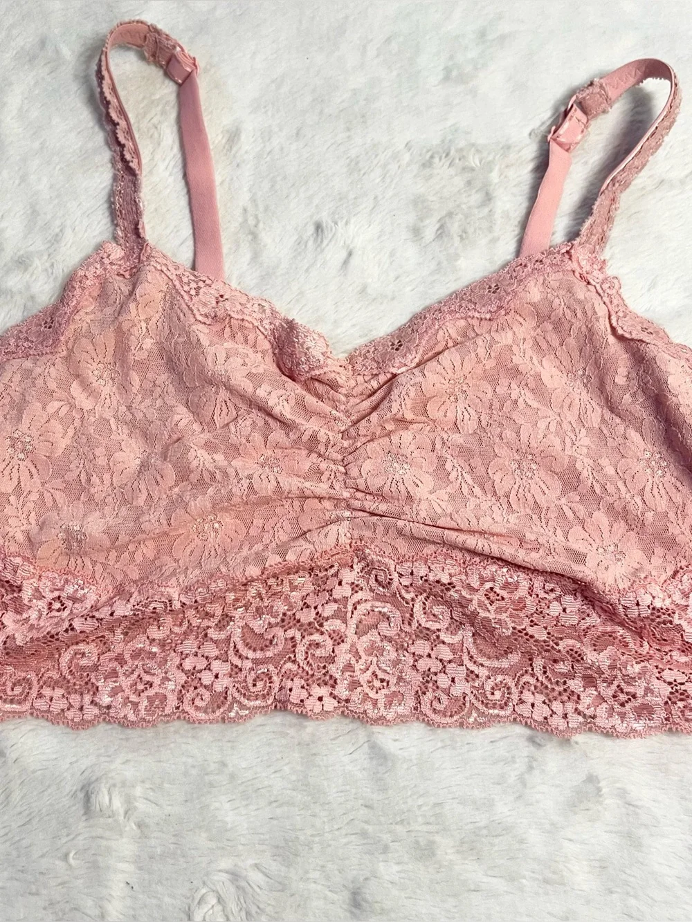 Soma Soft Pink Lace Bralette with Adjustable Straps Size Medium